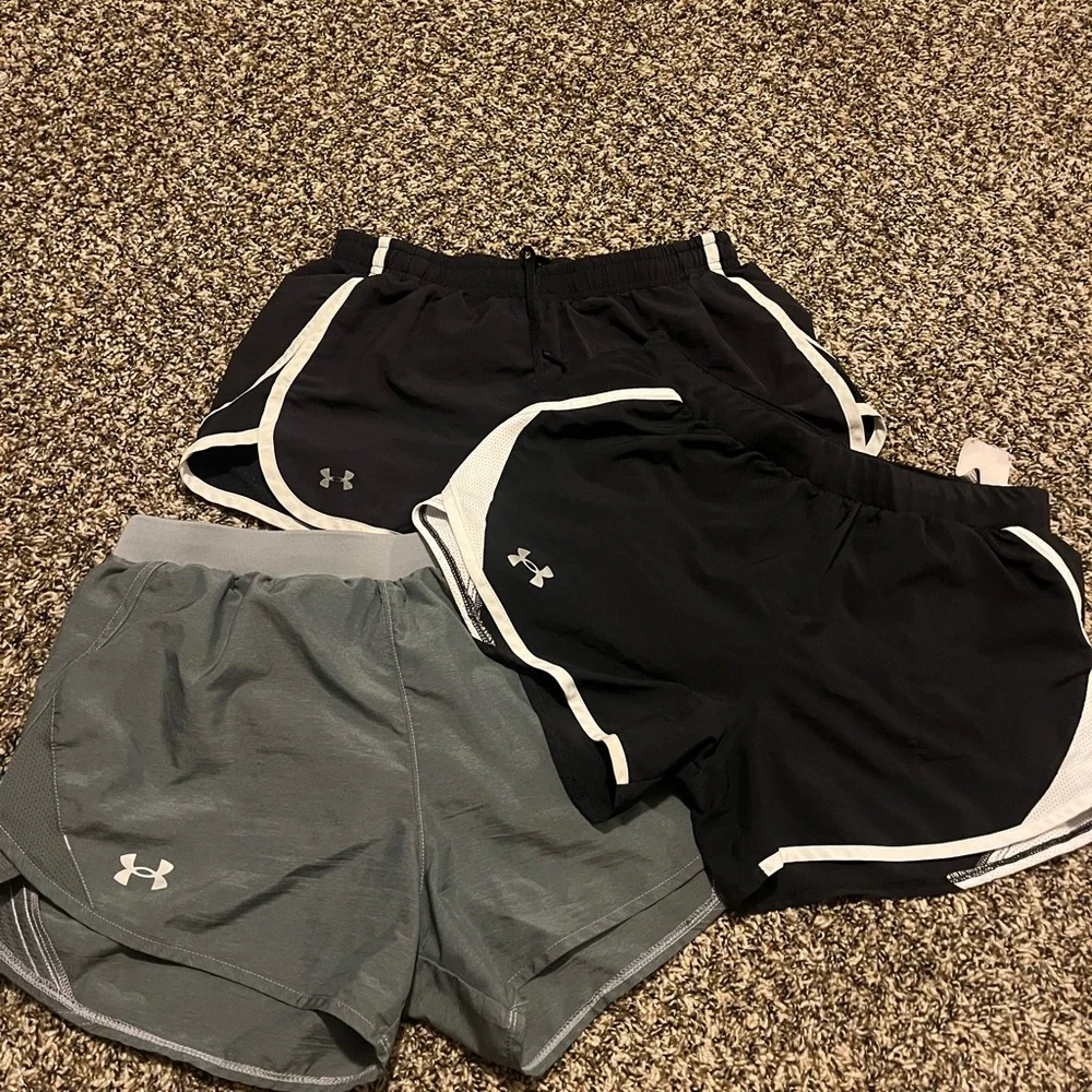 Under Armour Women's Black and Gray Athletic Shorts Trio - Picture 1 of 10